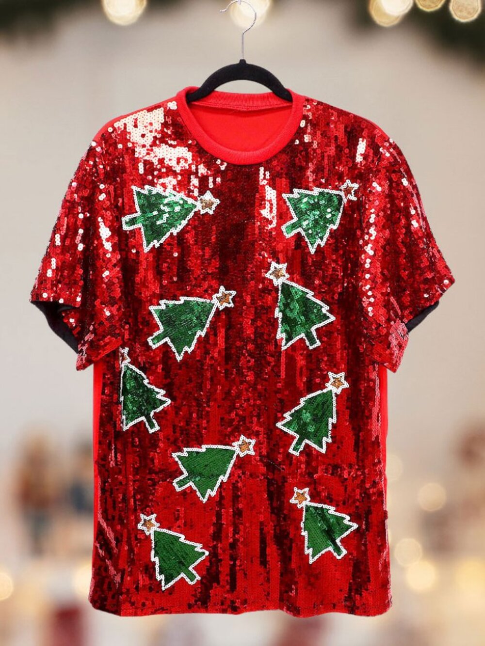 Christmas Tree Sequin Jersey Top
